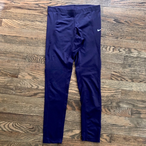 Nike pro combat purple compression mid rise dri fit 7/8 legging - Picture 2 of 7